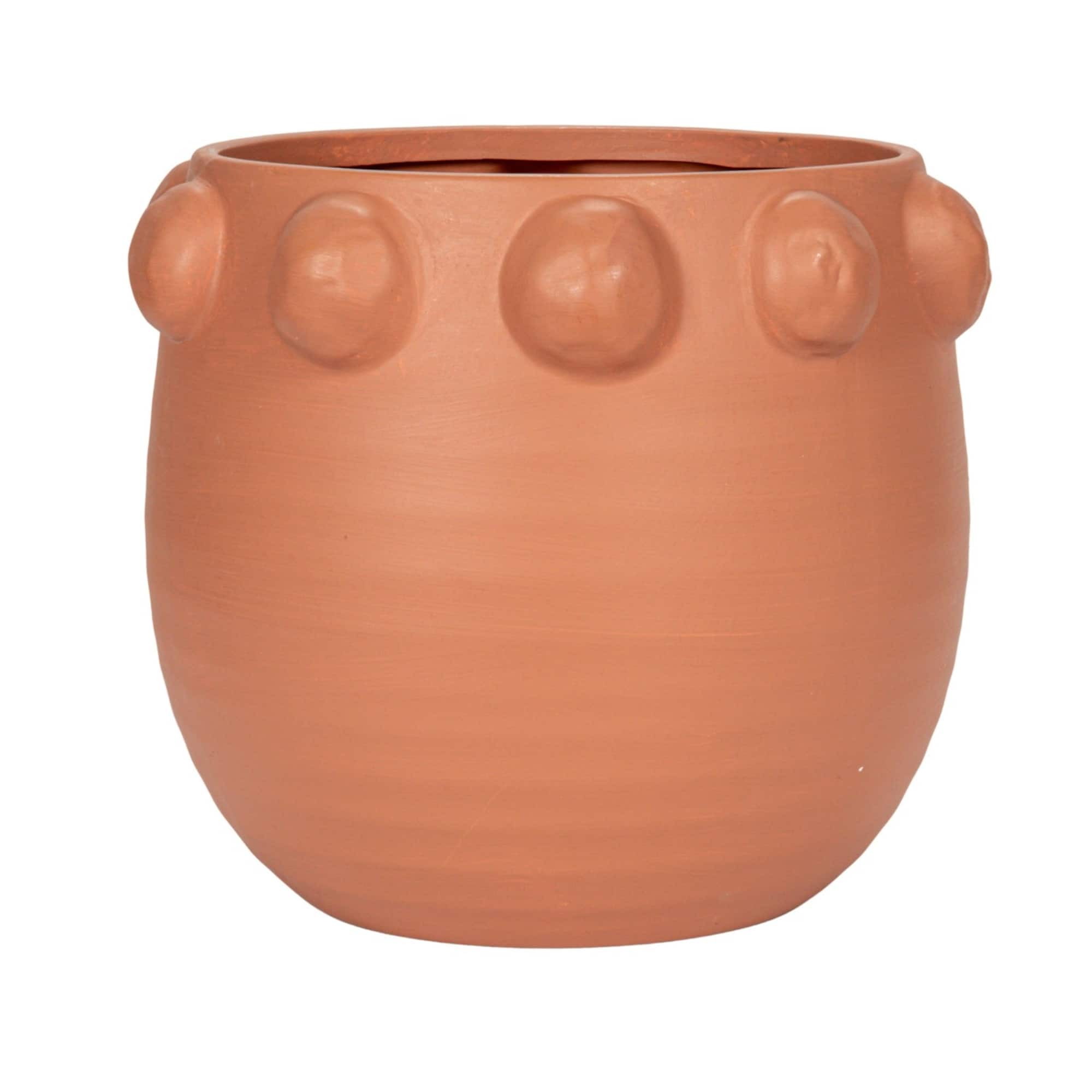 Hello Honey® 10.5" Matte Terra Cotta Raised Dots Terra Cotta Planter